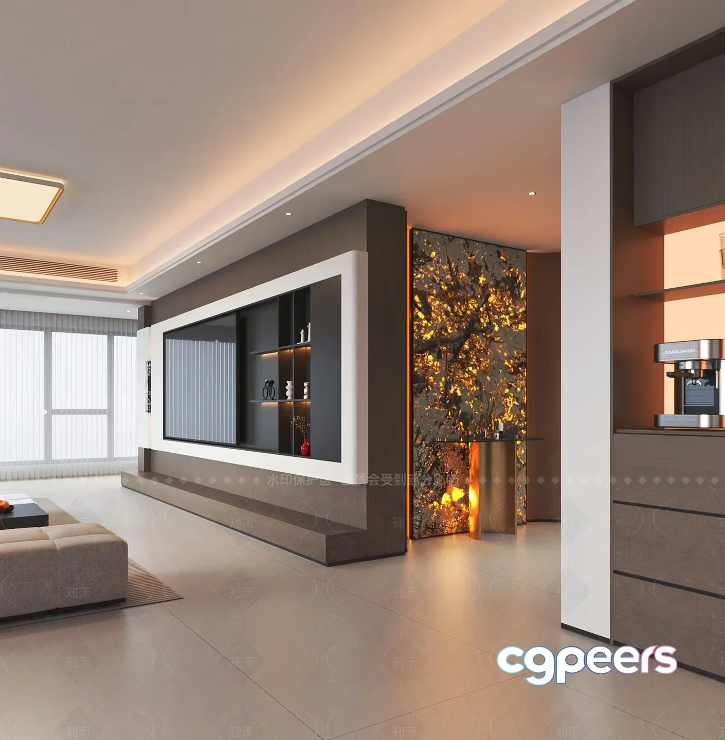 Modern Living Room 3D Model – 11704 – VRAY Render