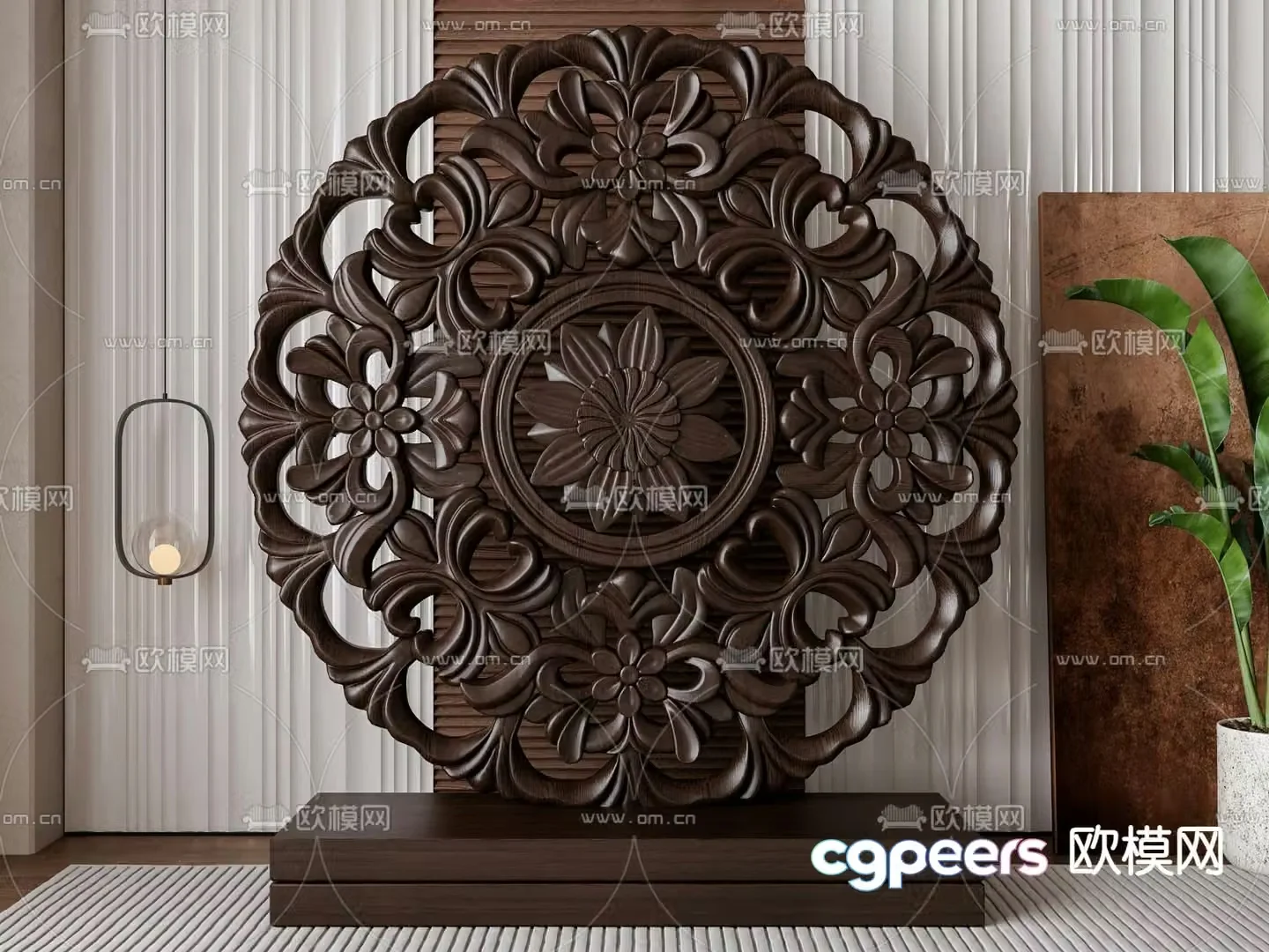 New Chinese-style screen carved partition 3D model