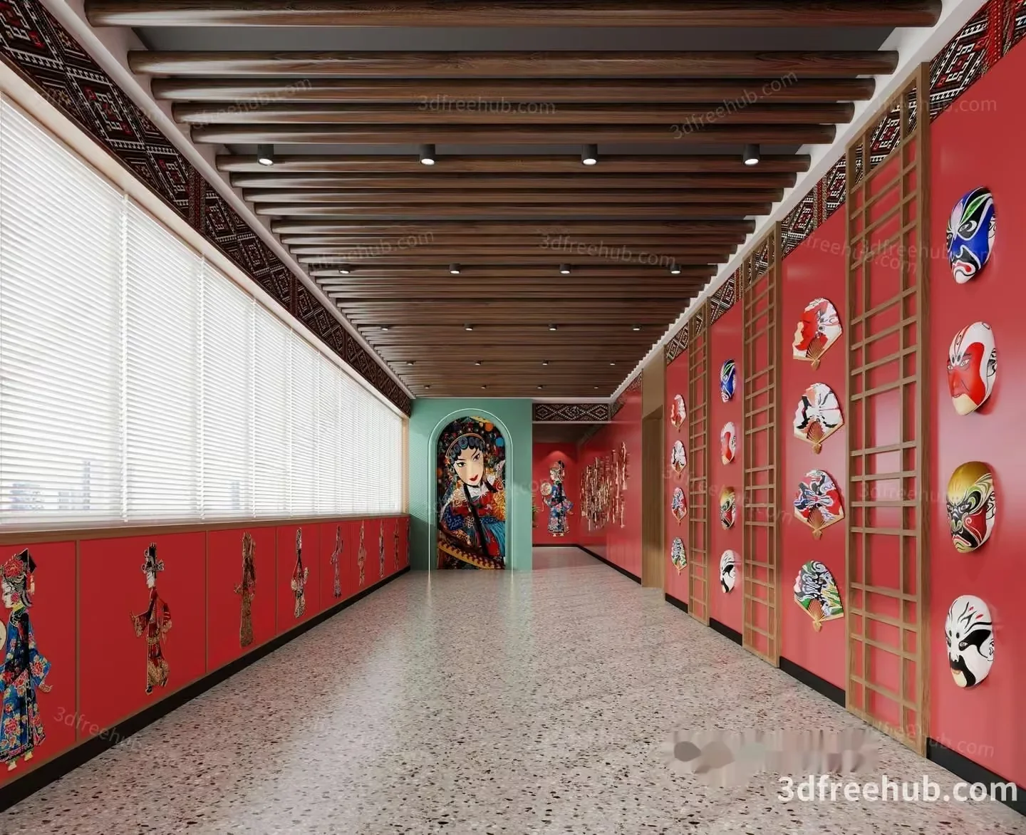 Modern Asian Corridor 3D Model – 8029 – VRAY Render