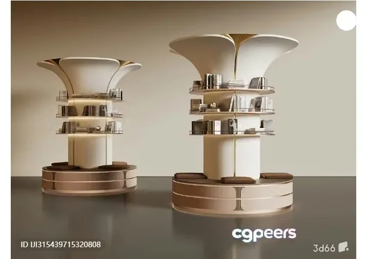Gold And White Shelves 3D Model – 2251 – VRAY Render