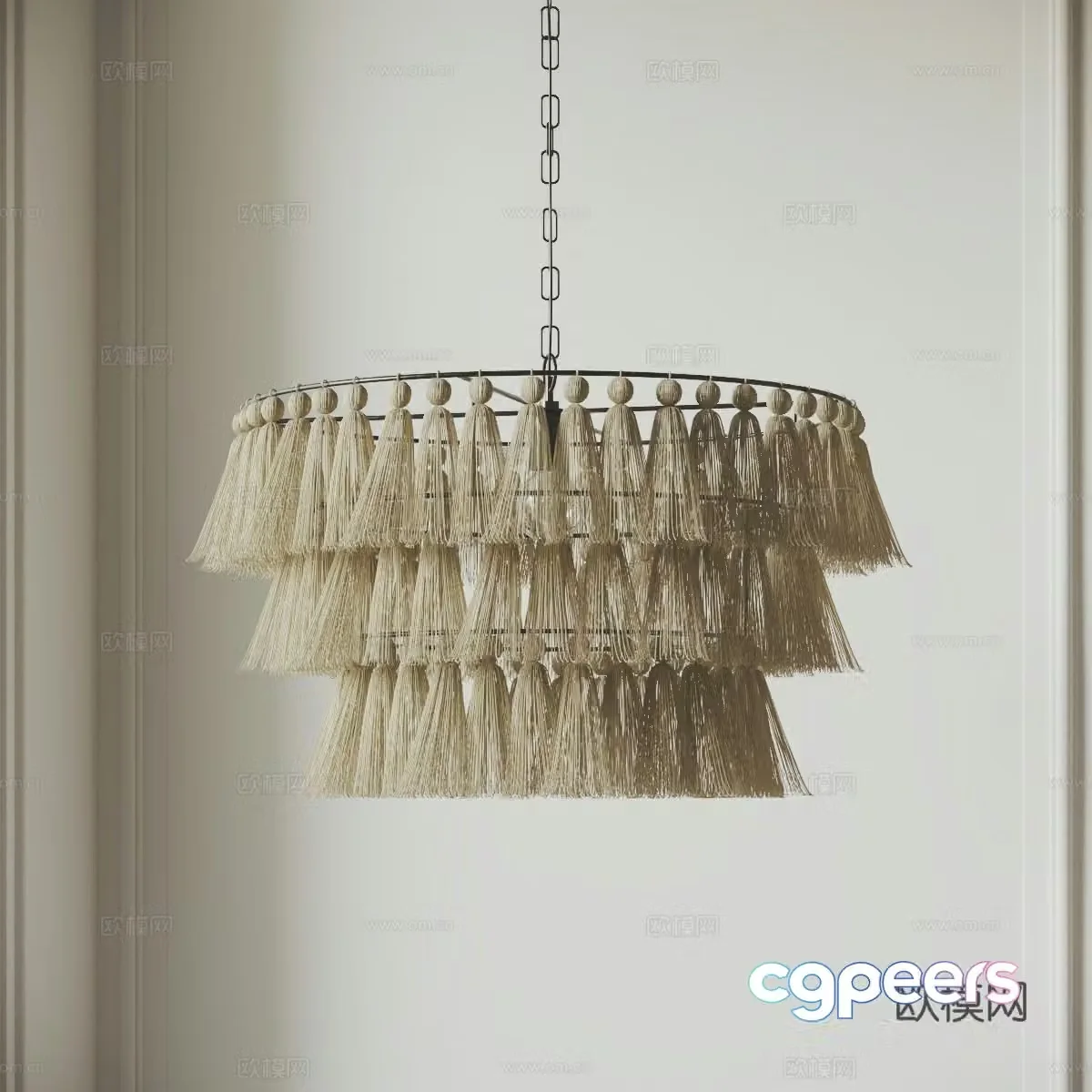 Nordic chandeliers linen cotton thread braided chandeliers tassel chandeliers bohemian chandeliers homestay 3d model