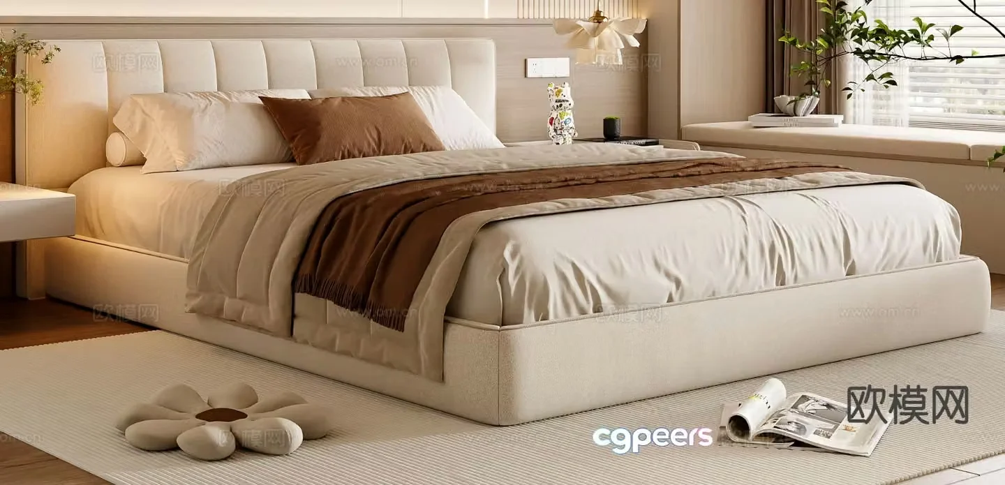 Modern double bed 3d model