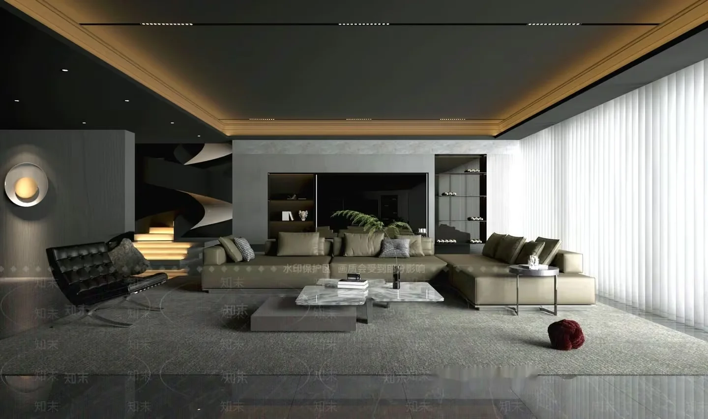 Modern Living Room 3D Model – 4340 – VRAY Render