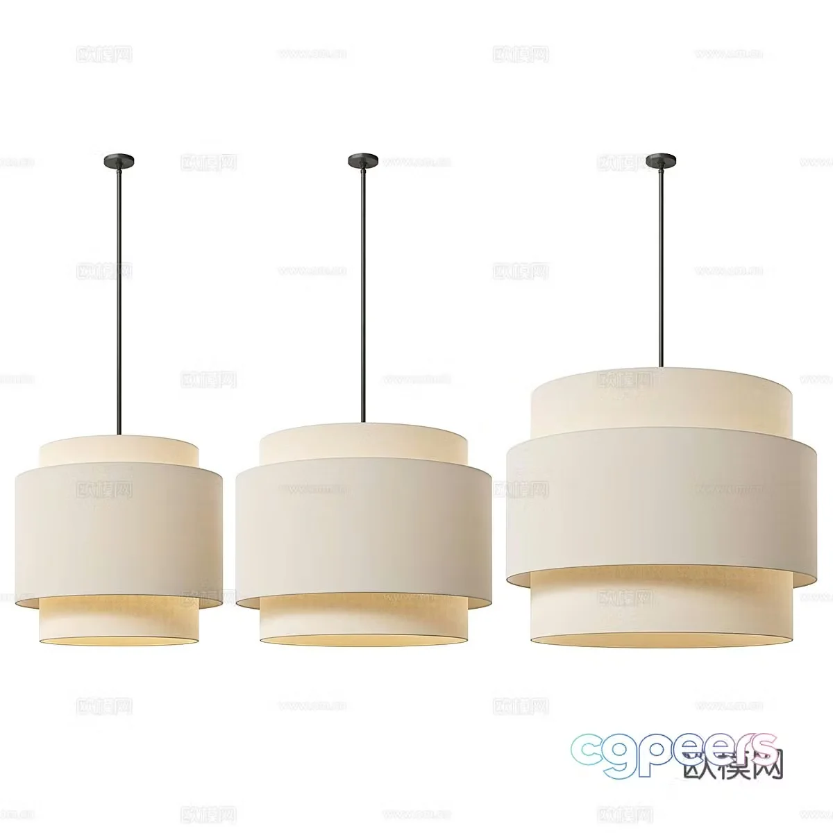 New Chinese style fabric decorative chandelier 3D model