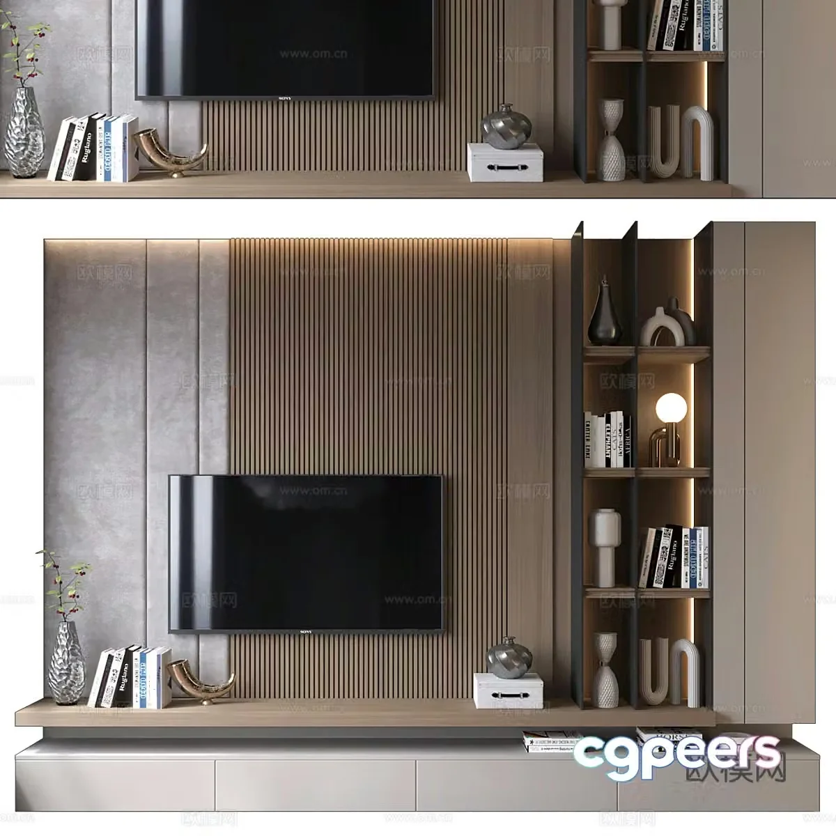 Modern minimalist TV background wall 3d model