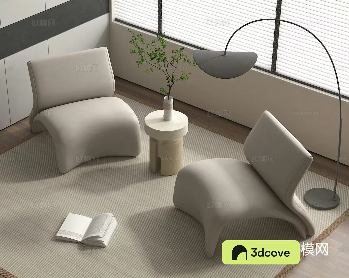 Casual sofa single chair coffee table vase flower art