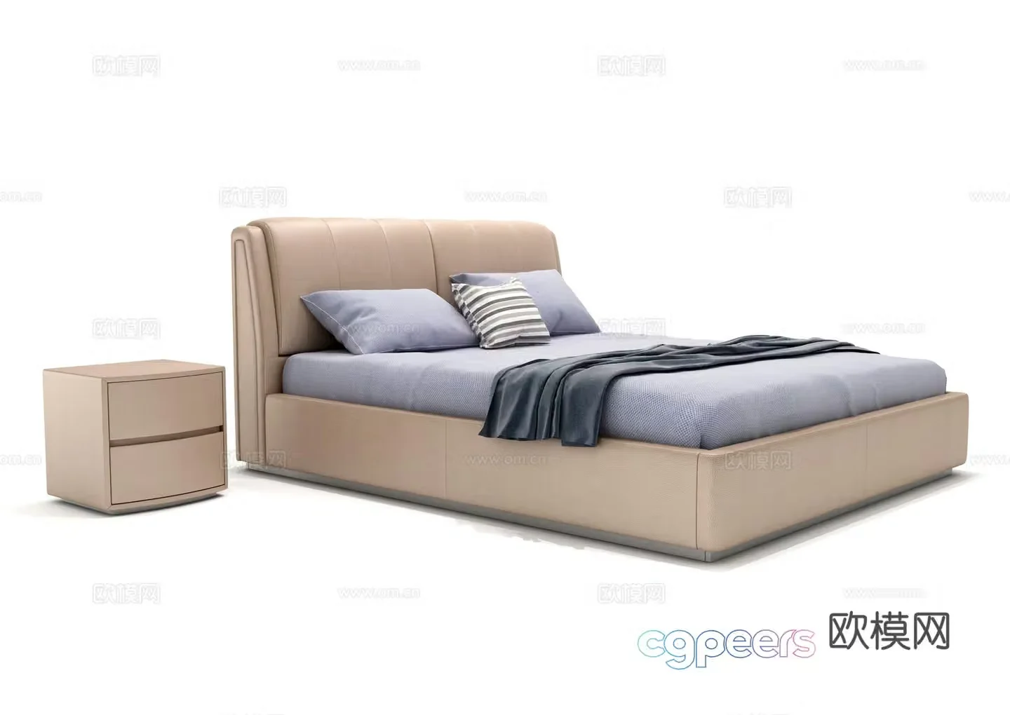 Modern double bed 3d model