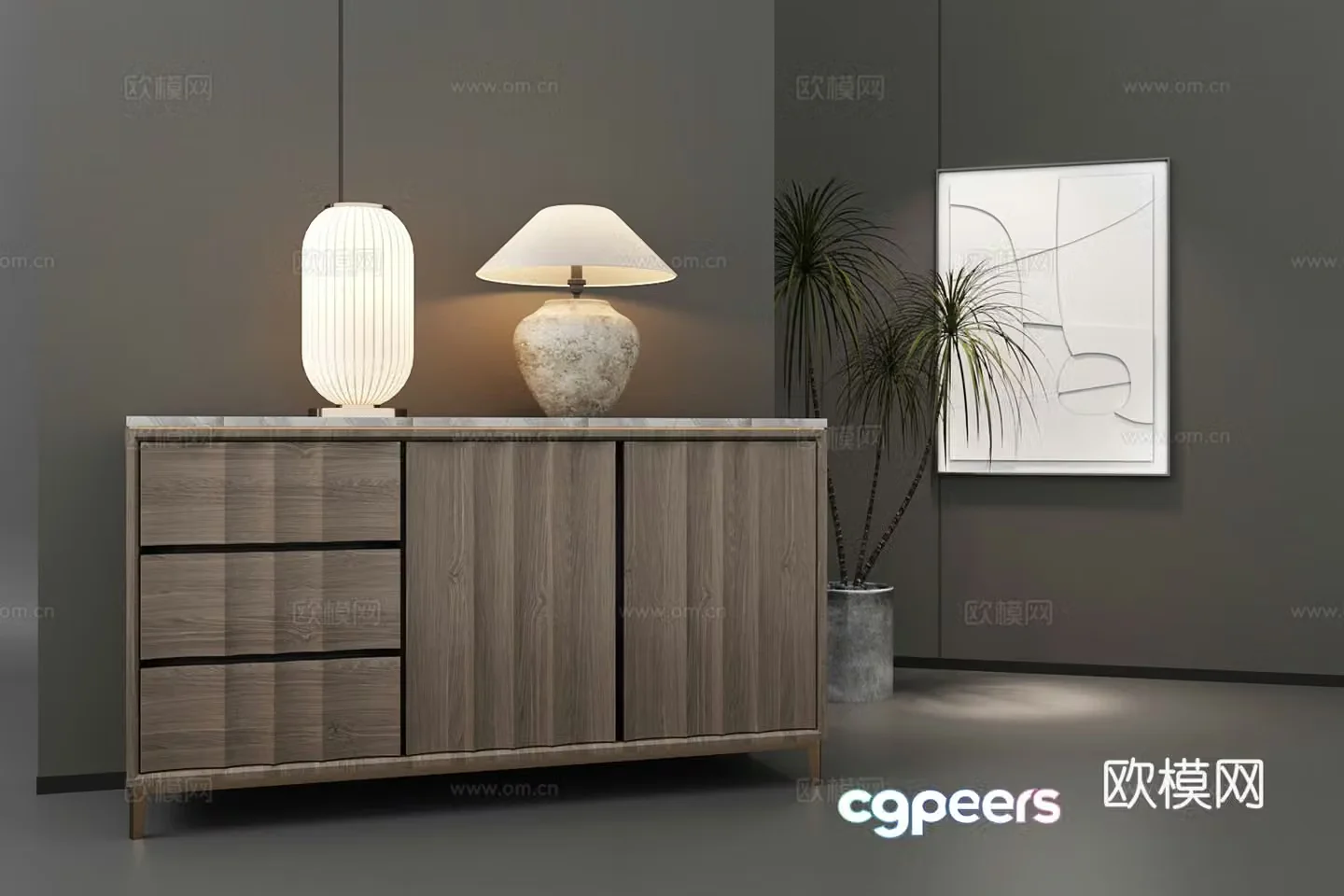 Modern desk lamp ornament combination 3D model