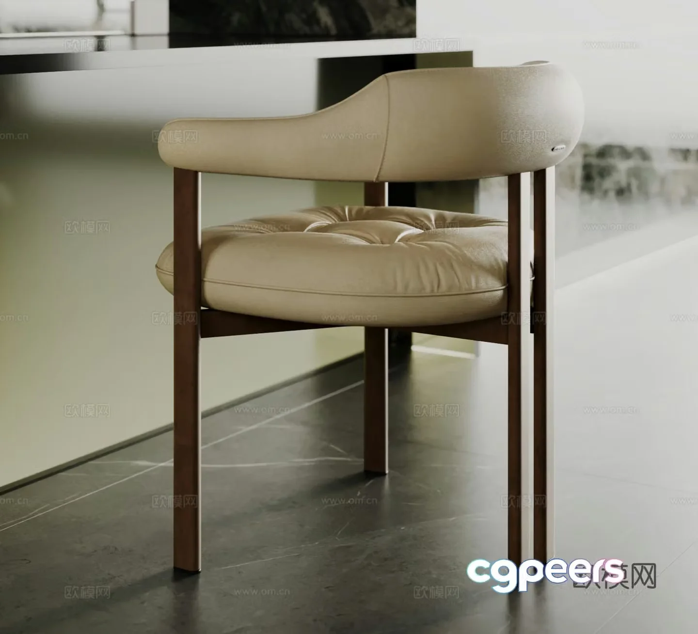 Modern single chair dining chair chair leather chair leisure chair 3d model