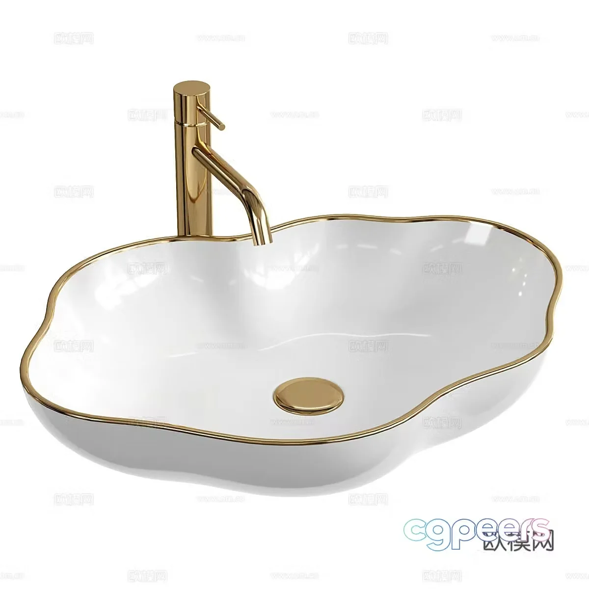 New Chinese light luxury ceramic washbasin 3D model