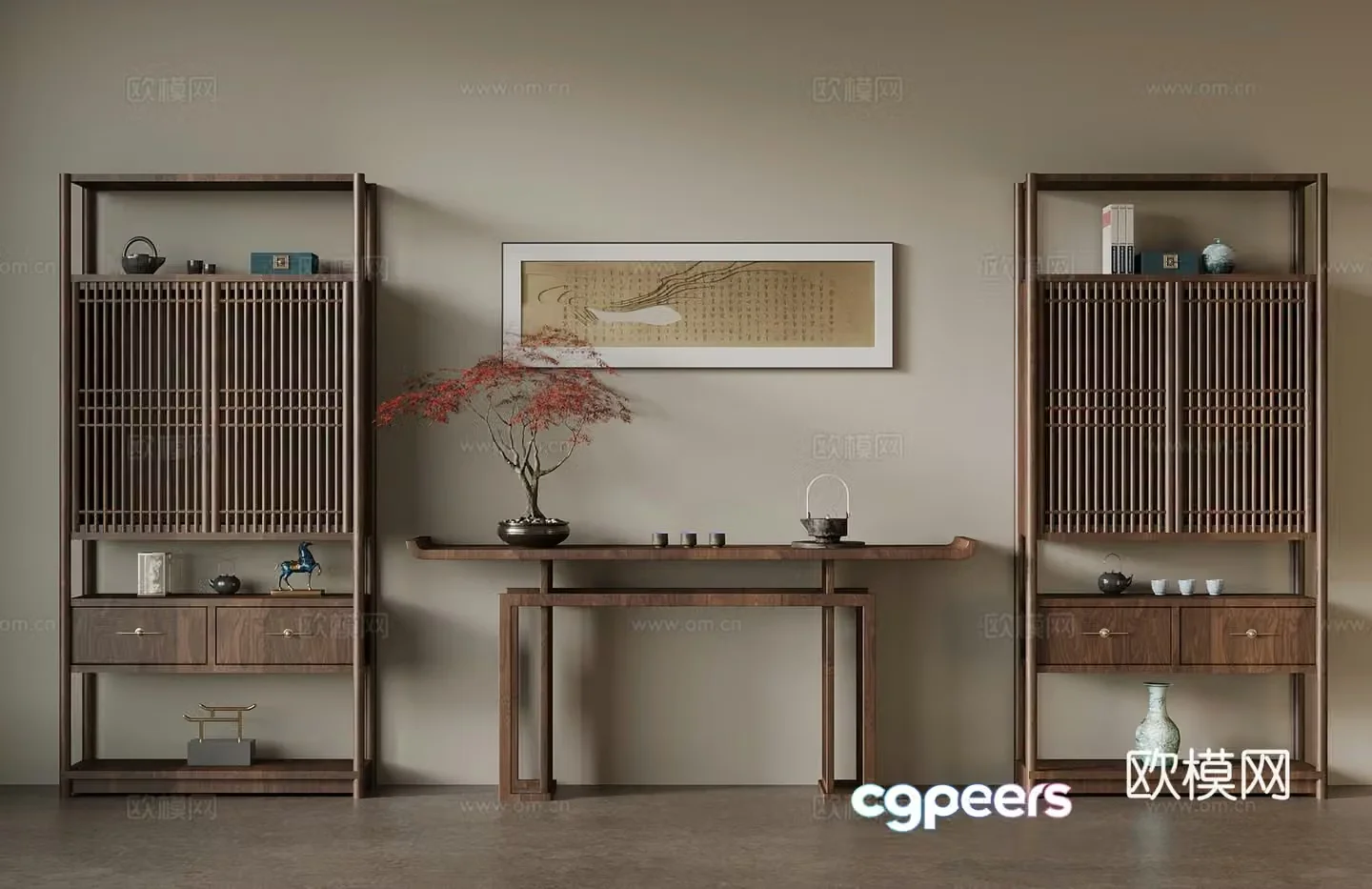 Tea cabinet new Chinese-style tea cabinet tea room ornament 3D model