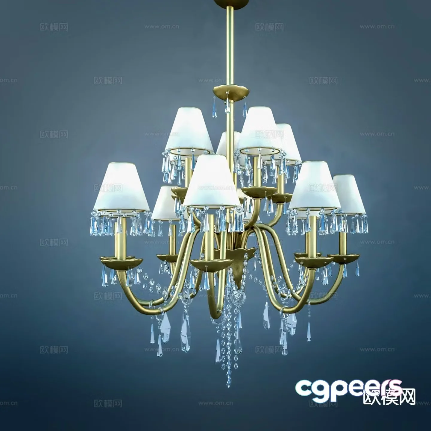 Light luxury multi-head chandelier 3D model