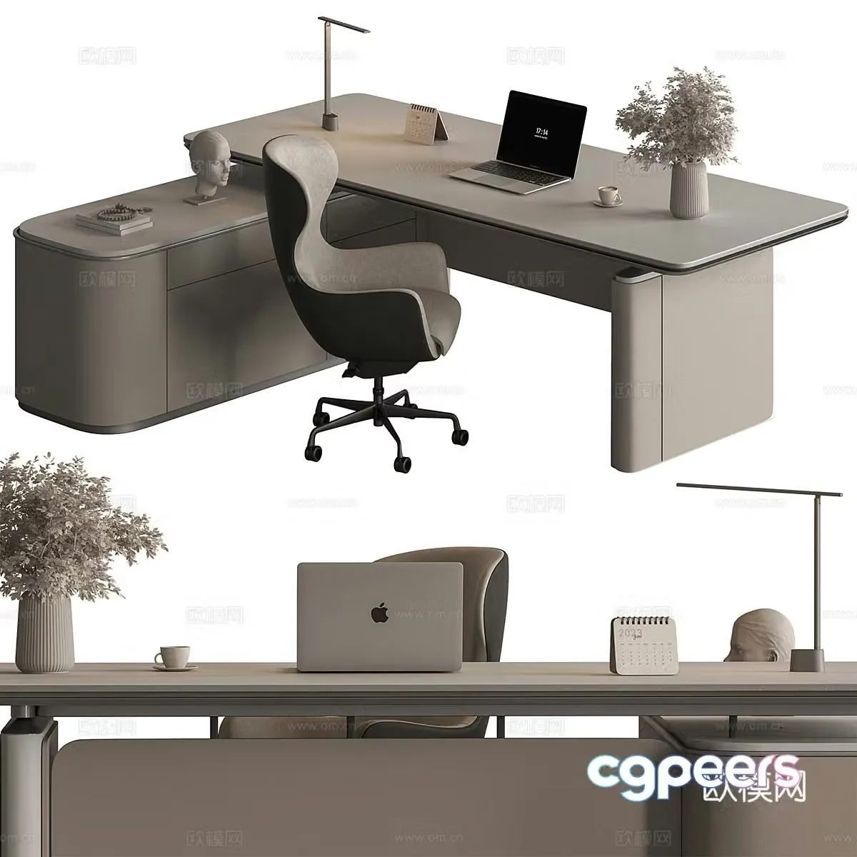 New Chinese style office desk chair 3D model
