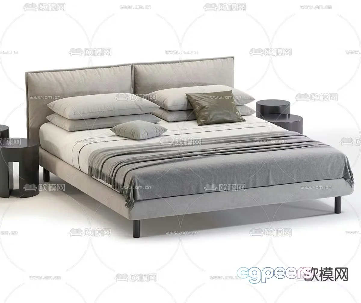 Modern double bed 3d model