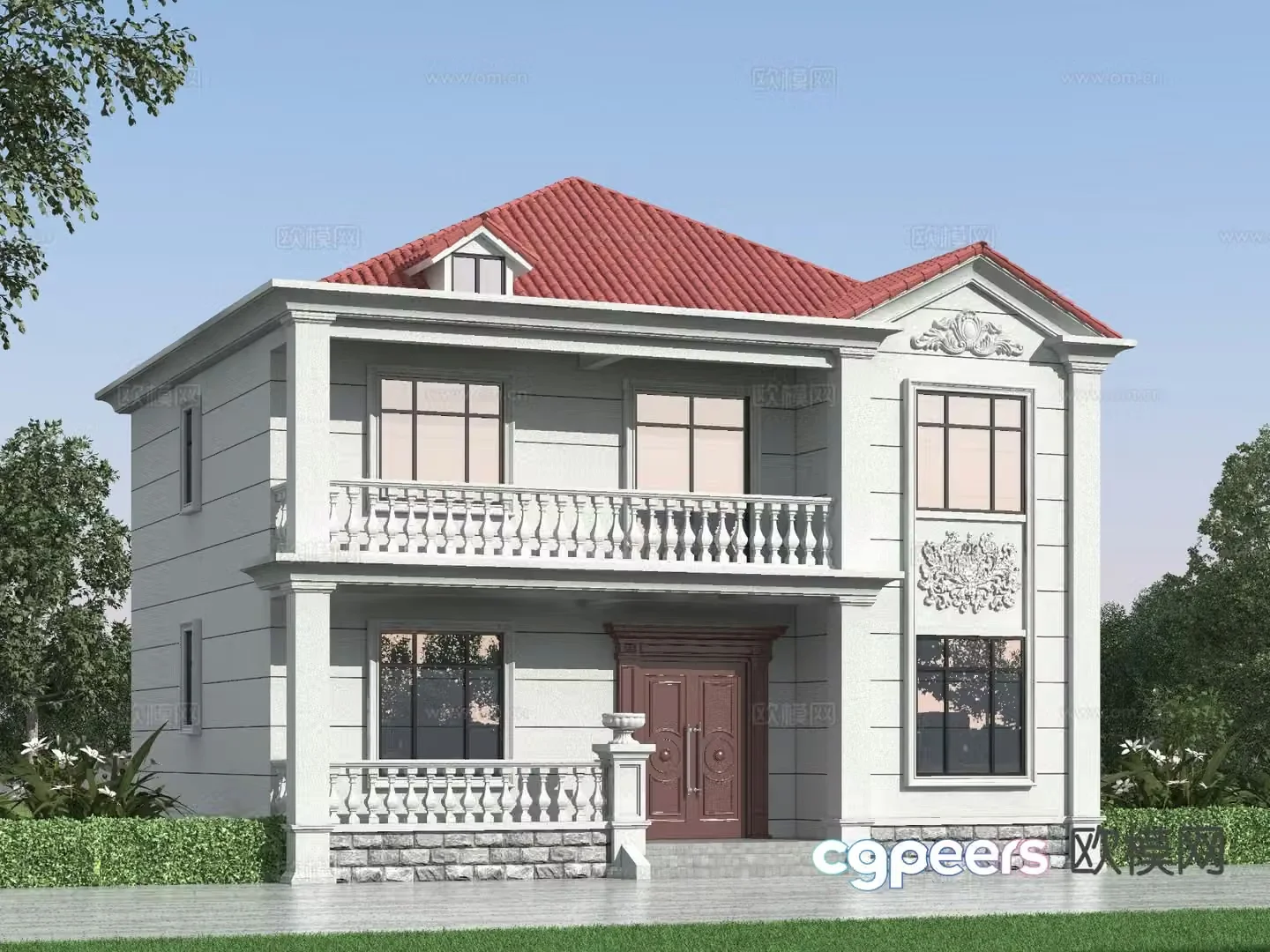 European style single-family villa appearance 3D model