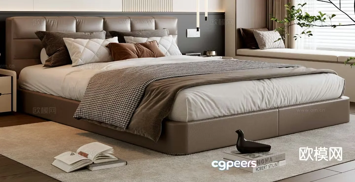 Italian double bed 3d model