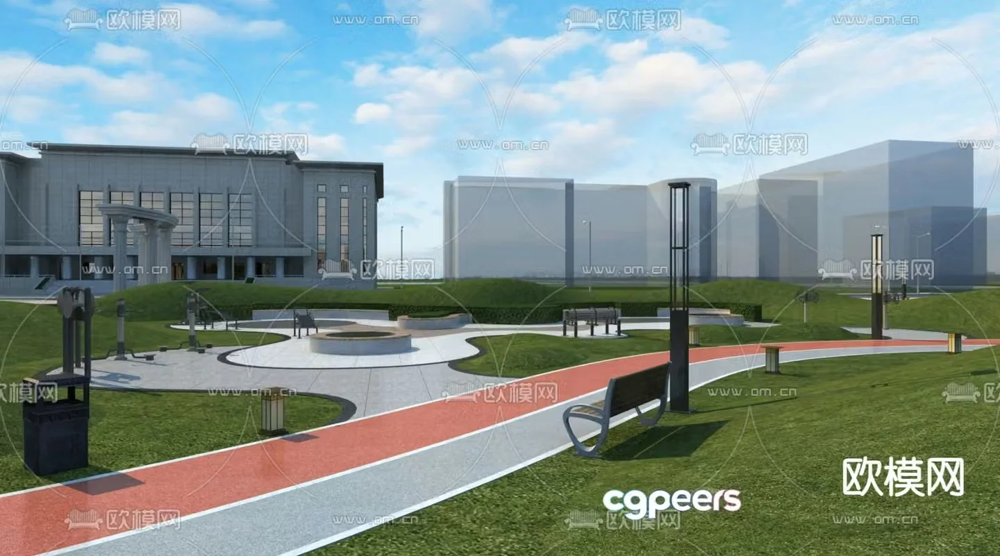 Square landscape park landscape 3d model