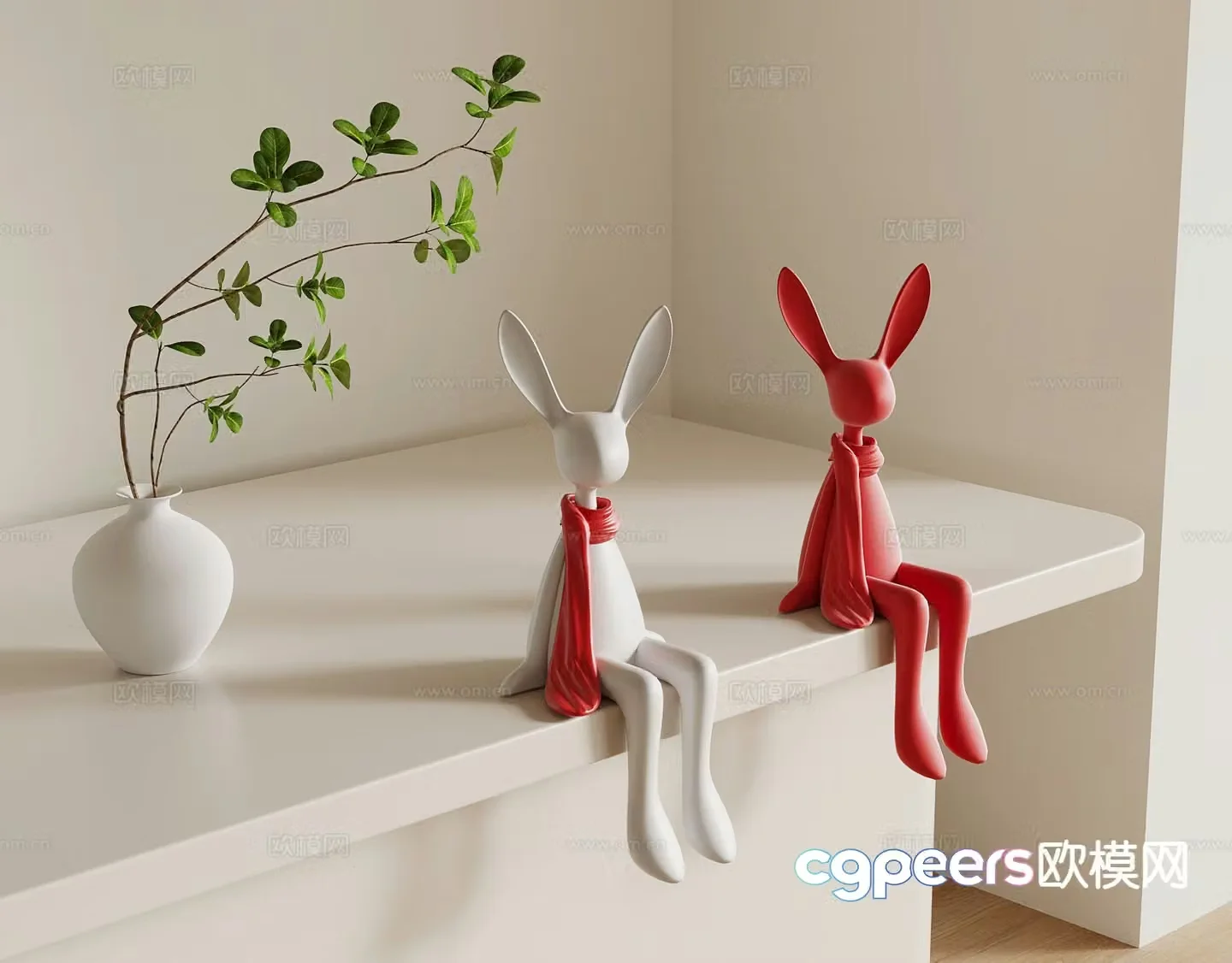 Rabbit Trendy Toys Sculpture Cartoon Ornaments 3D Model