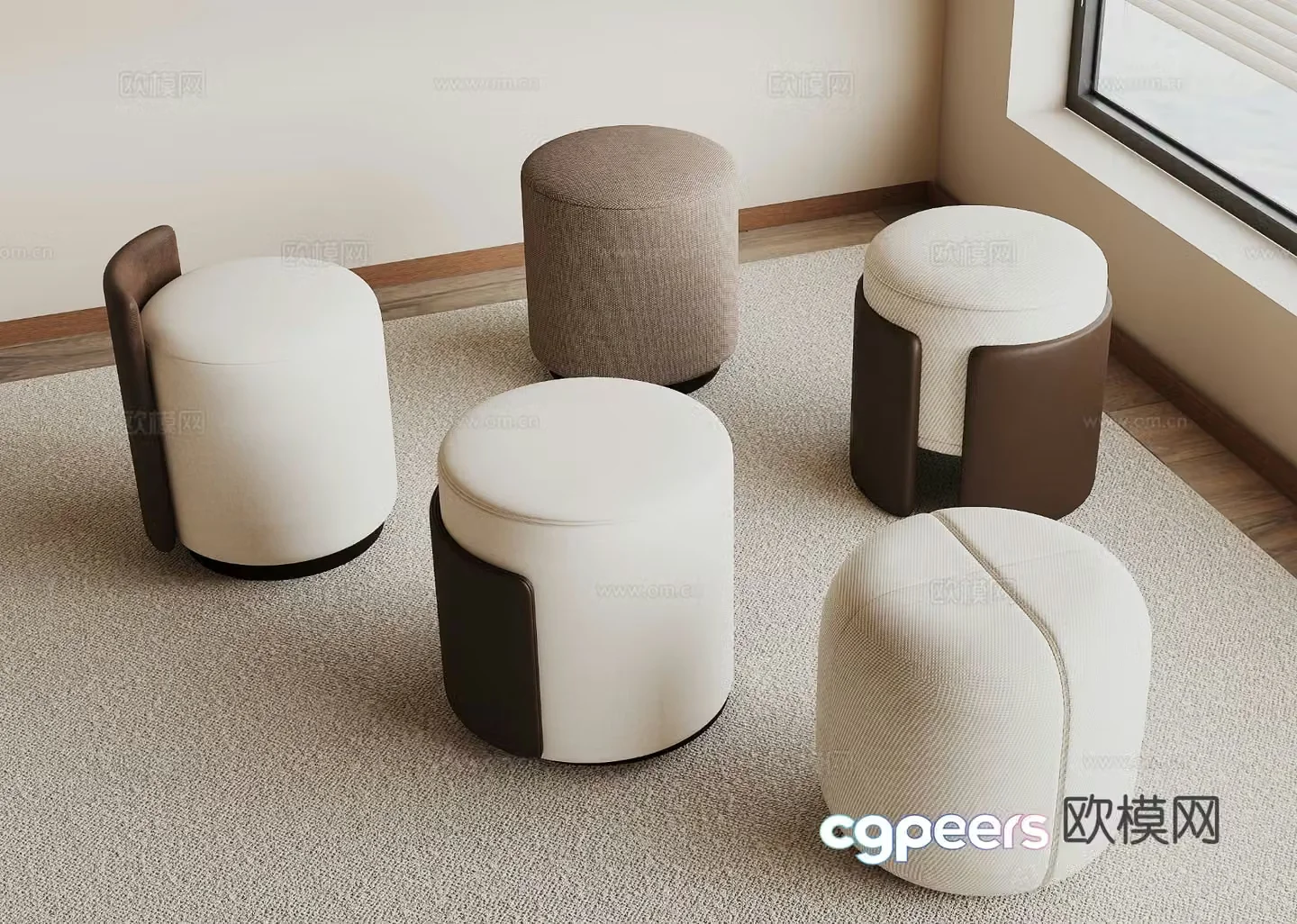 Modern stool sofa stool 3d model