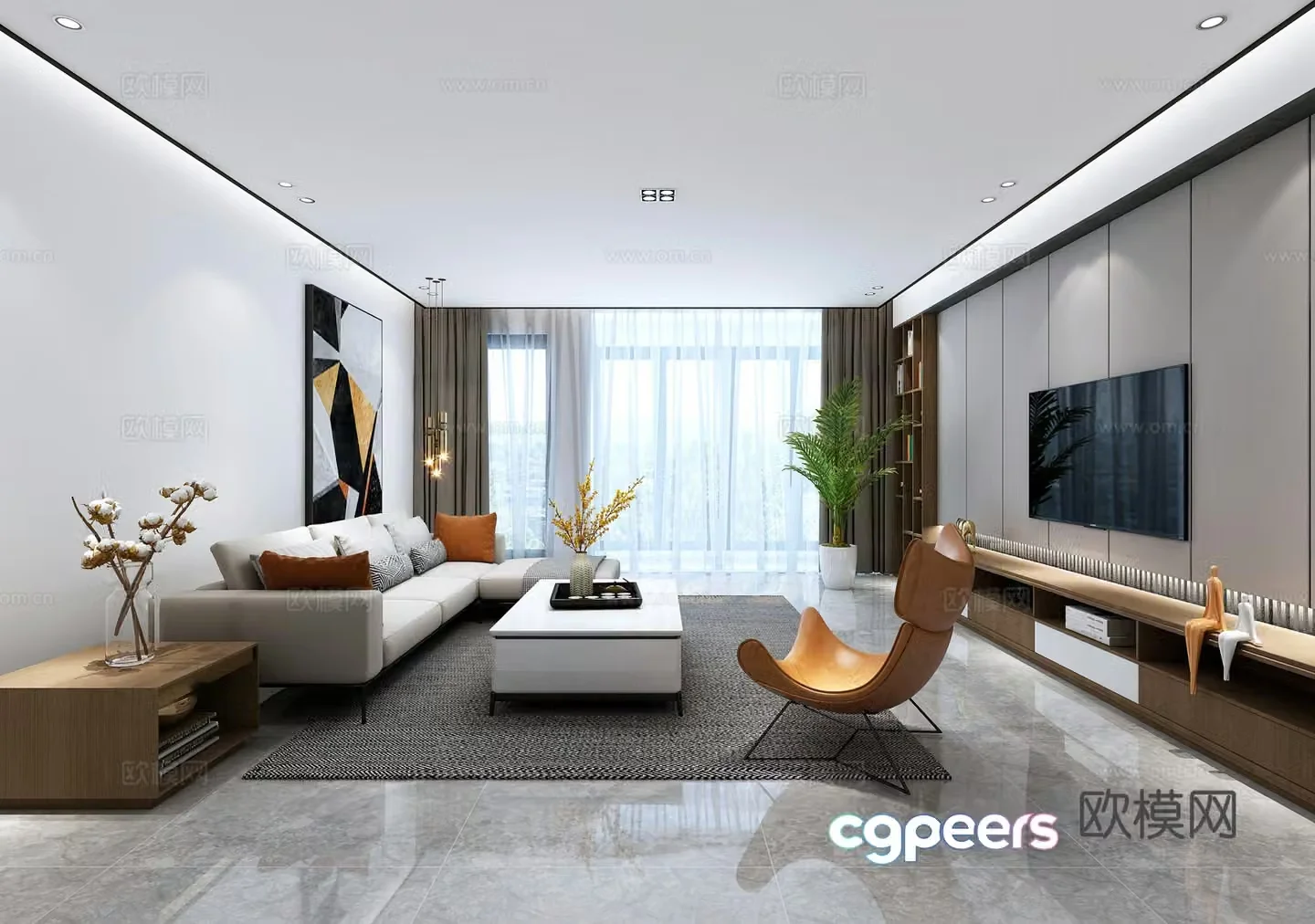 Modern light luxury home living room sofa coffee table 3d model