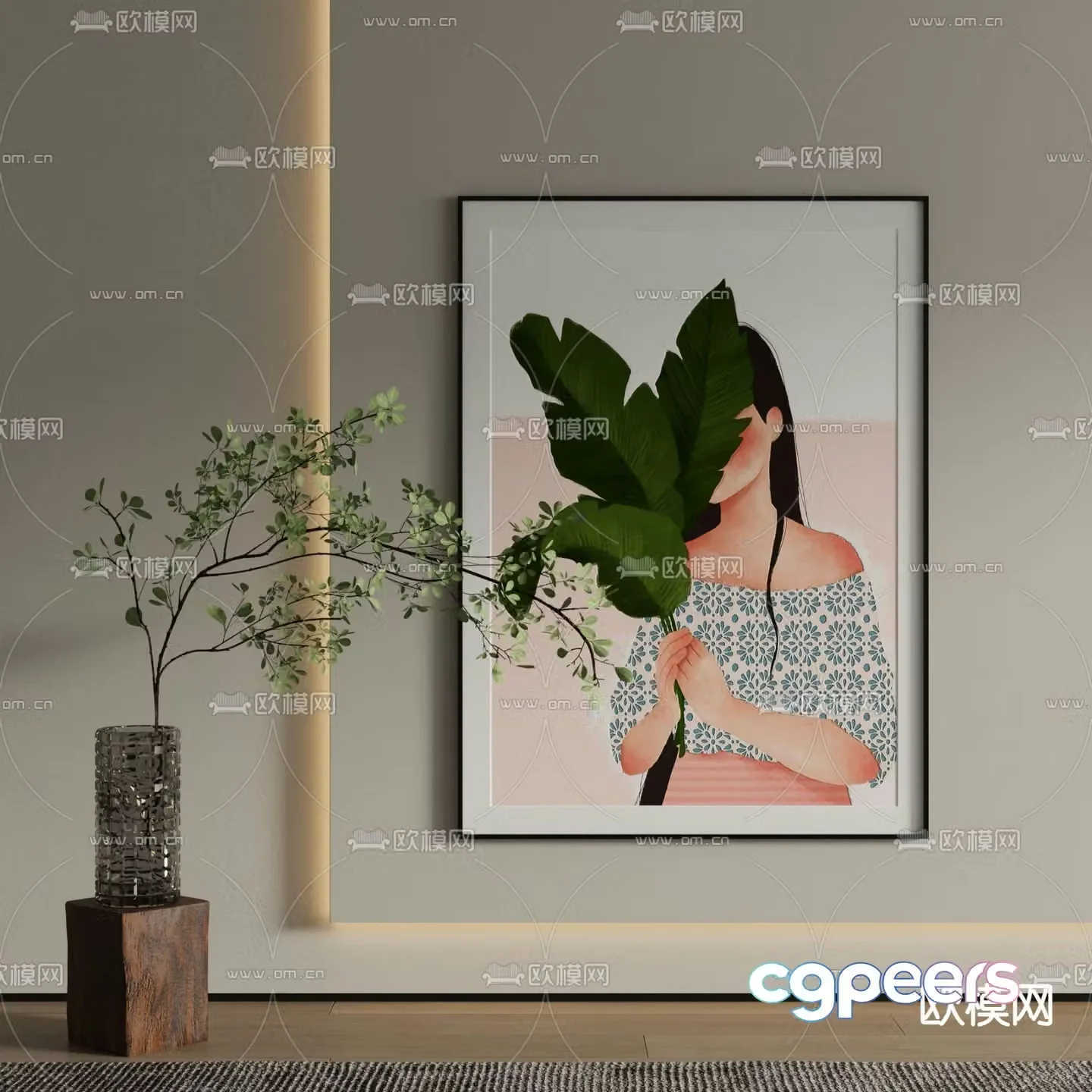 Figure painting Decorative painting 3d model