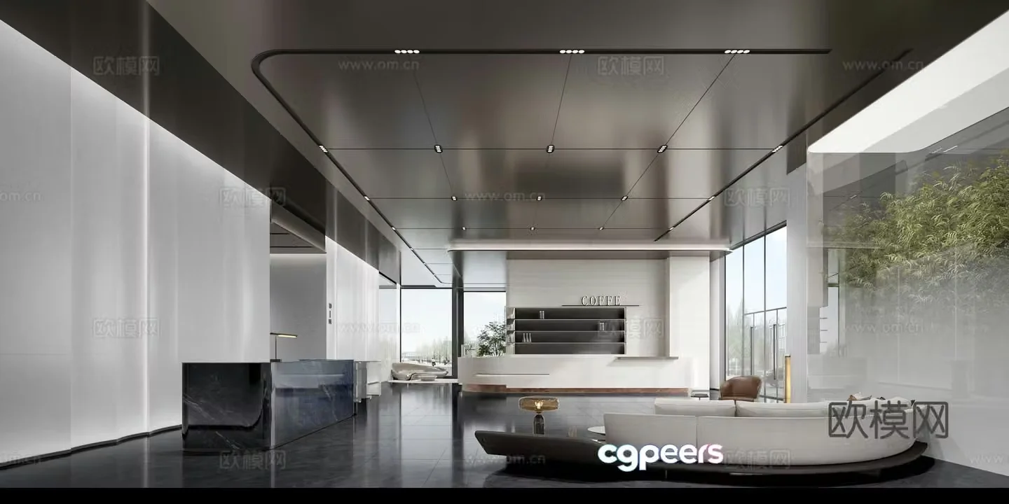 Modern office lobby 3d model