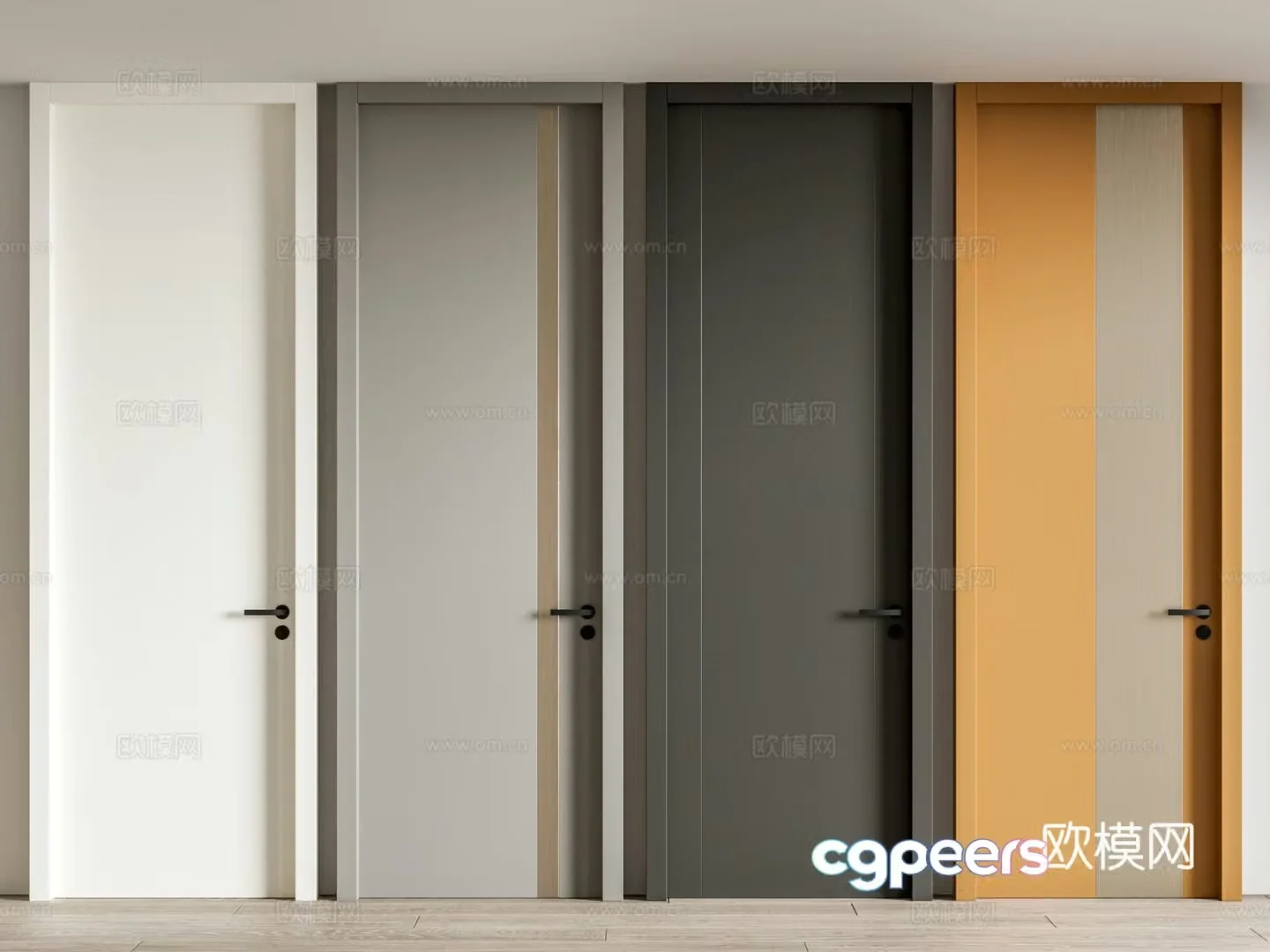 Minimalist door single door swing door 3d model
