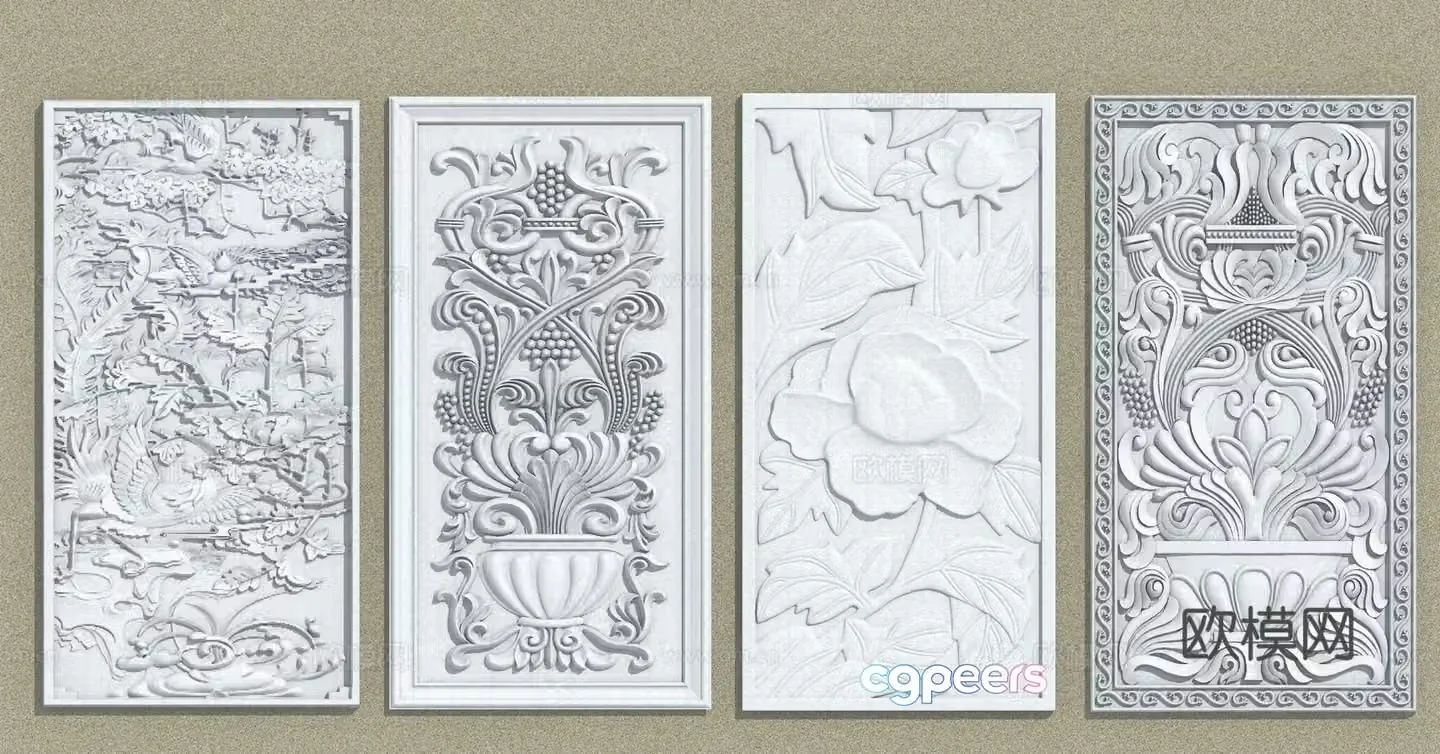 European relief flower panel lotus 3d model