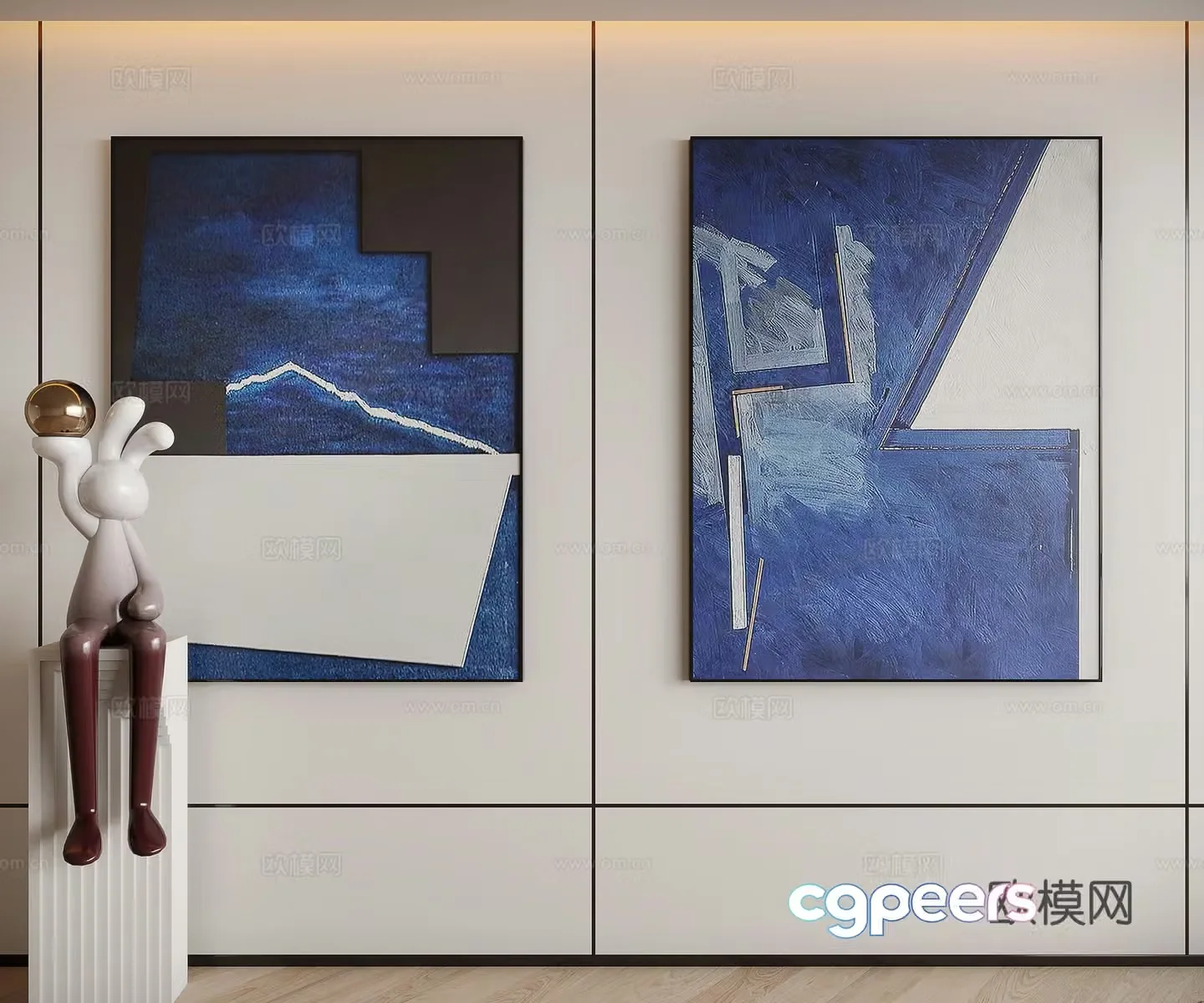 Modern minimalist decorative painting 3d model