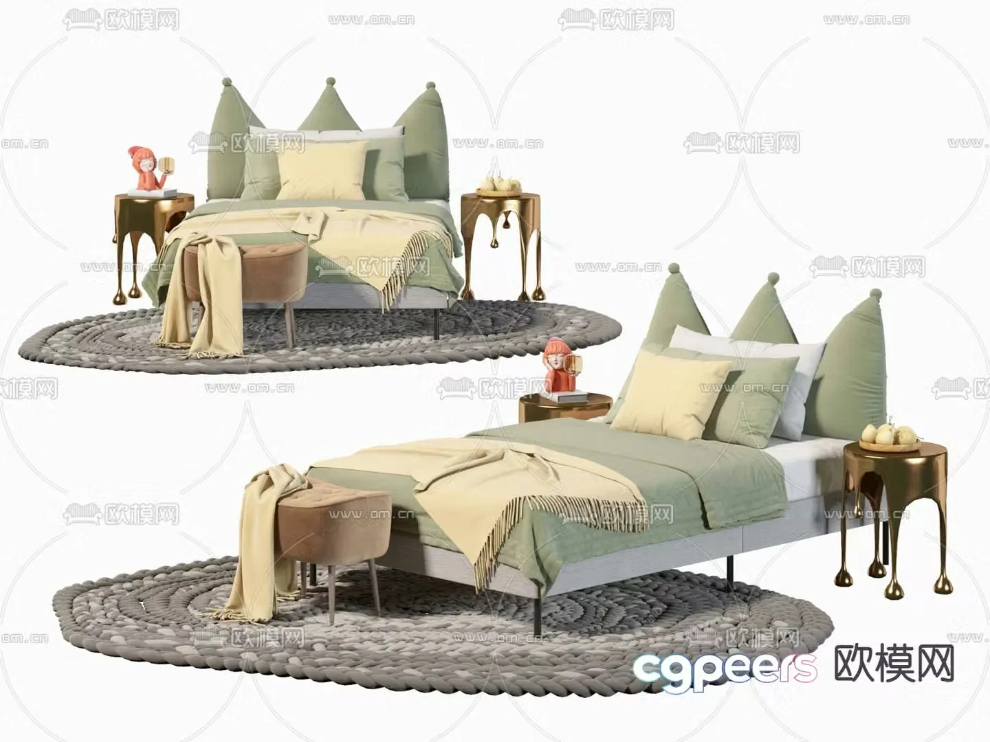 Nordic style children’s bed child’s bed single bed 3D model