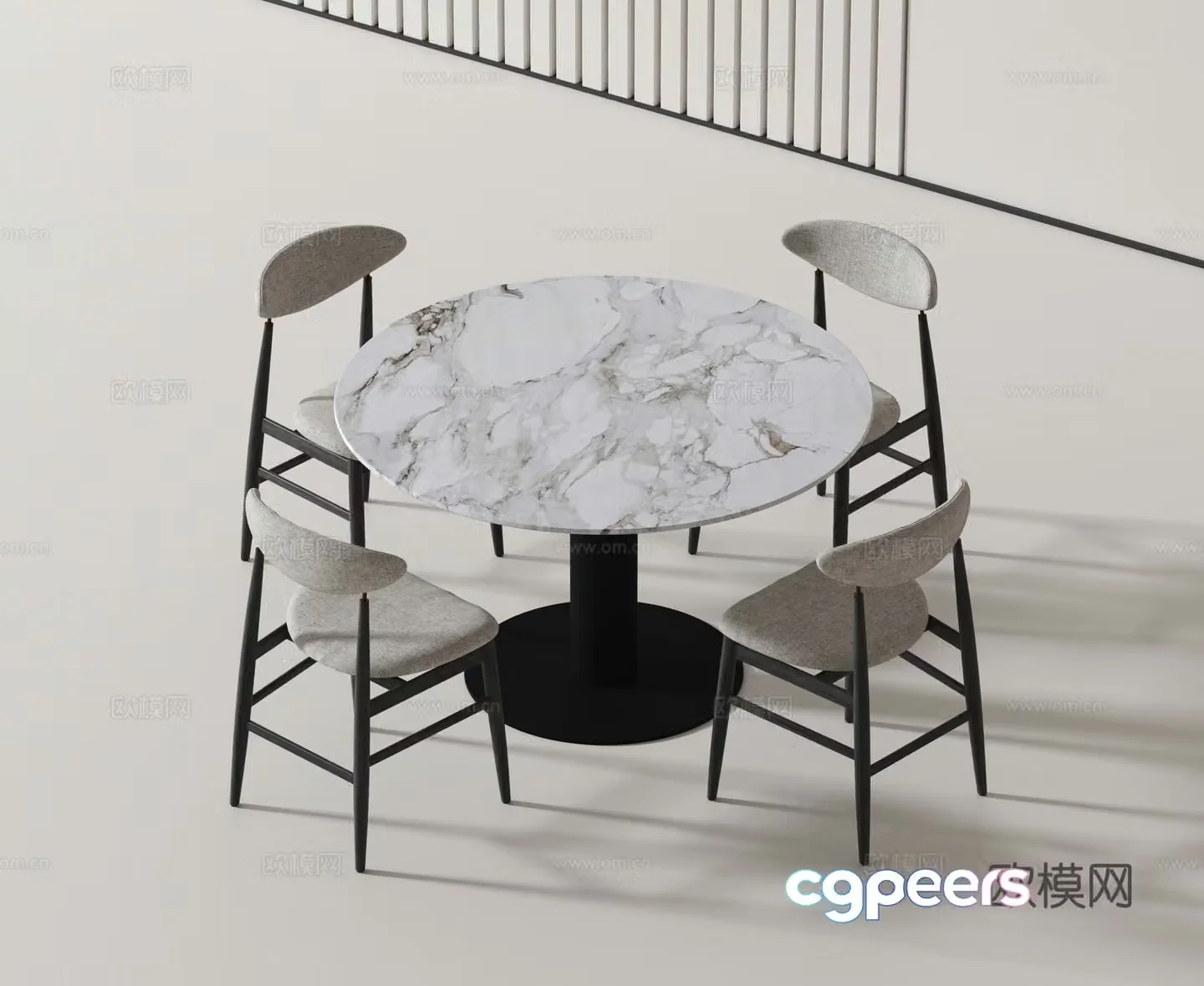 Modern dining table and chairs round table 3d model