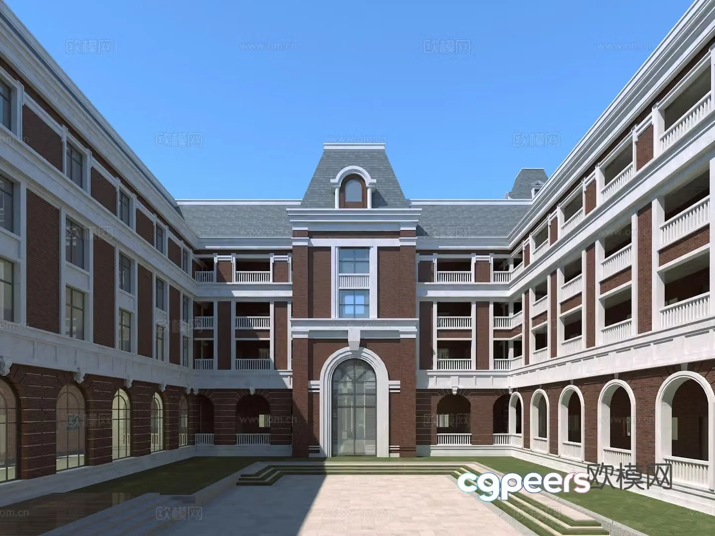 Modern simple European school 3D model