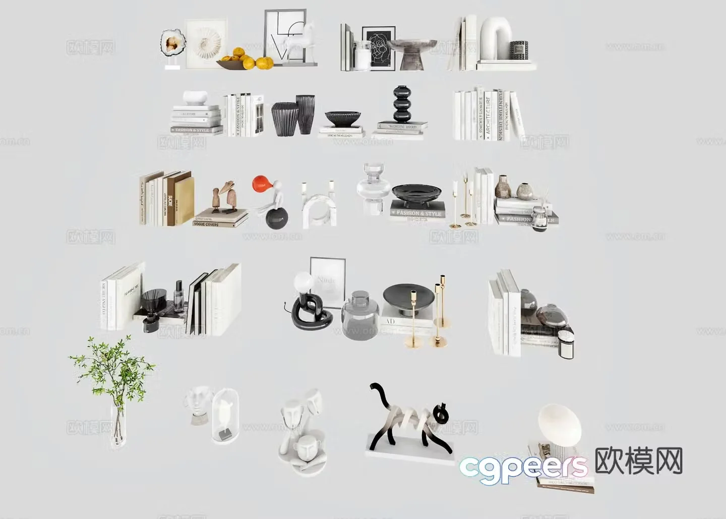 Modern jewelry ornaments books crafts 3d model
