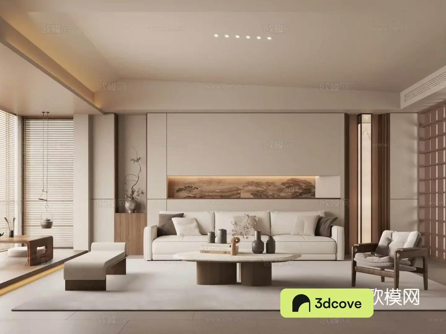New Chinese style living room Song style living room Sofa coffee table combination