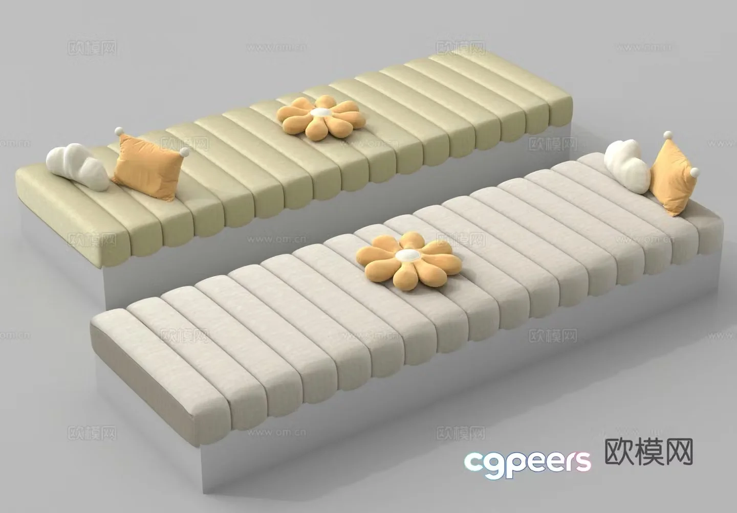 mat bay window cushion pillow 3d model