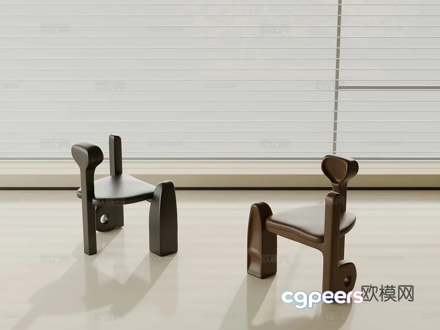Medium style leisure chair writing chair creative solid wood single chair 3D model