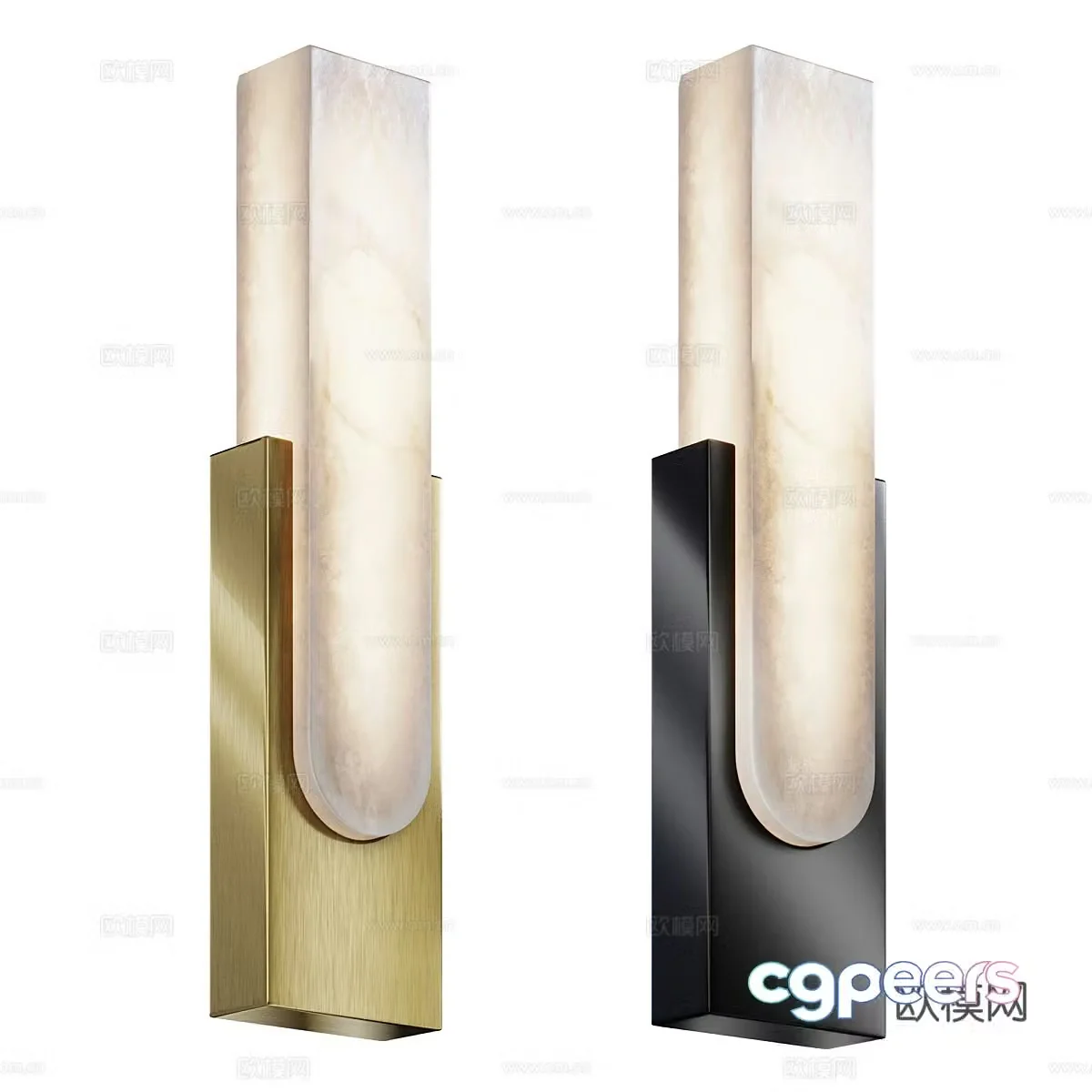 New Chinese style light luxury translucent stone long strip wall lamp 3D model