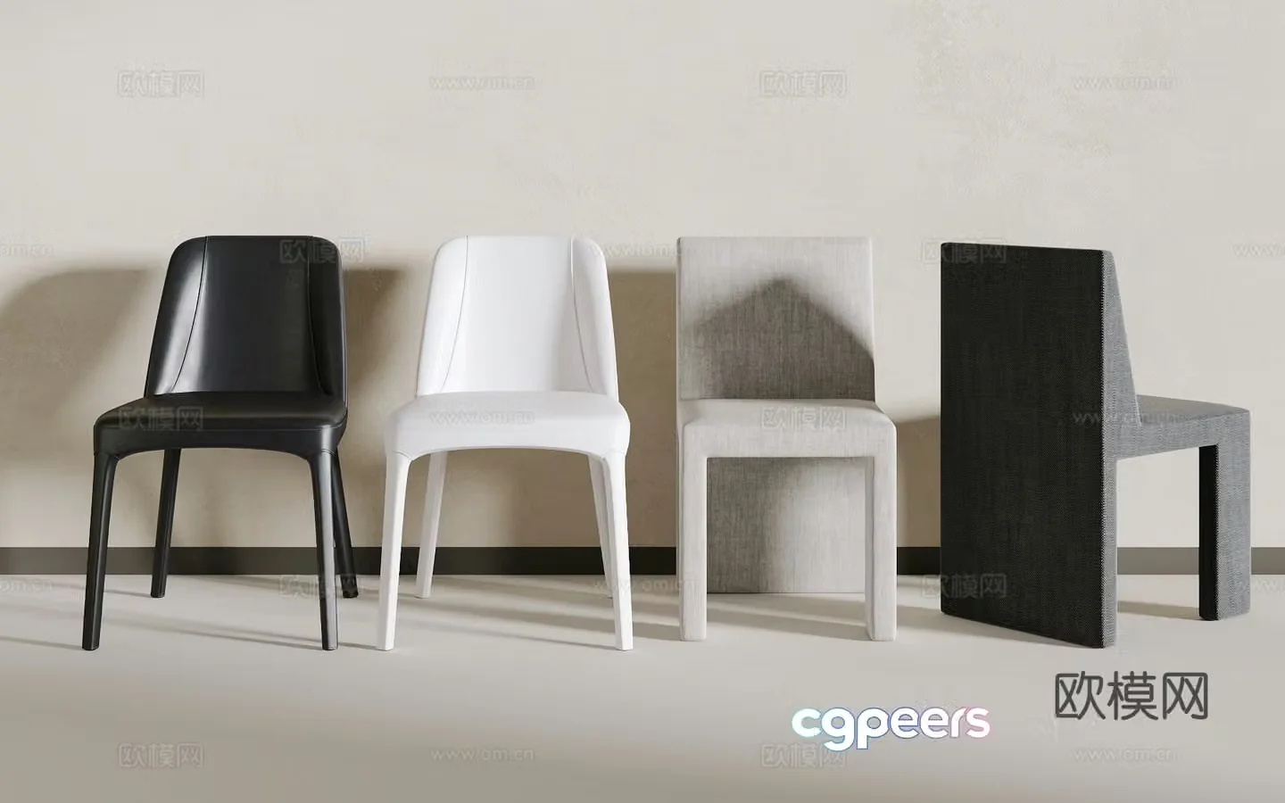 Light luxury dining chair 3D model