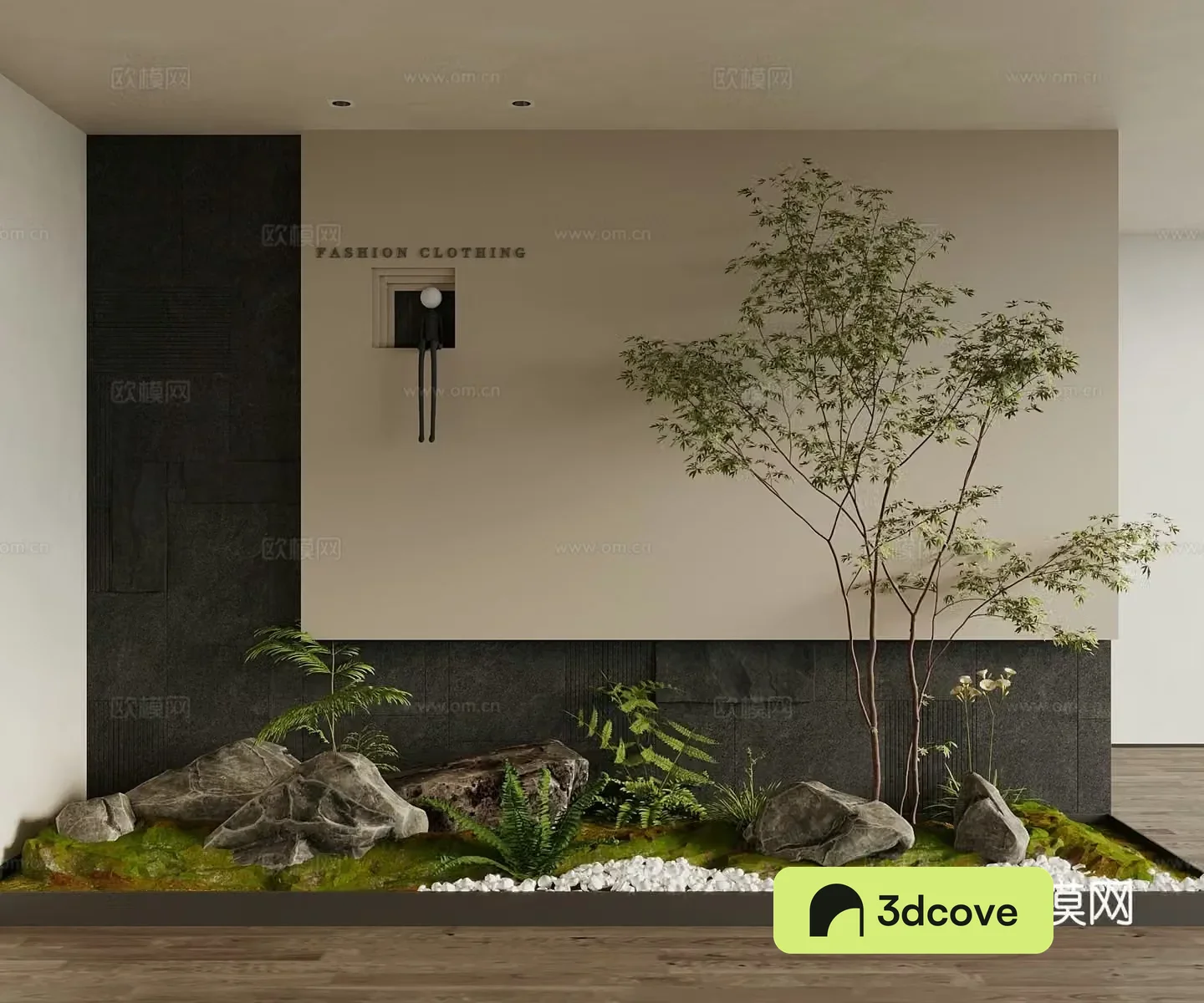 Modern Landscape Garden Sketch Tree Fern Background Wall Plant