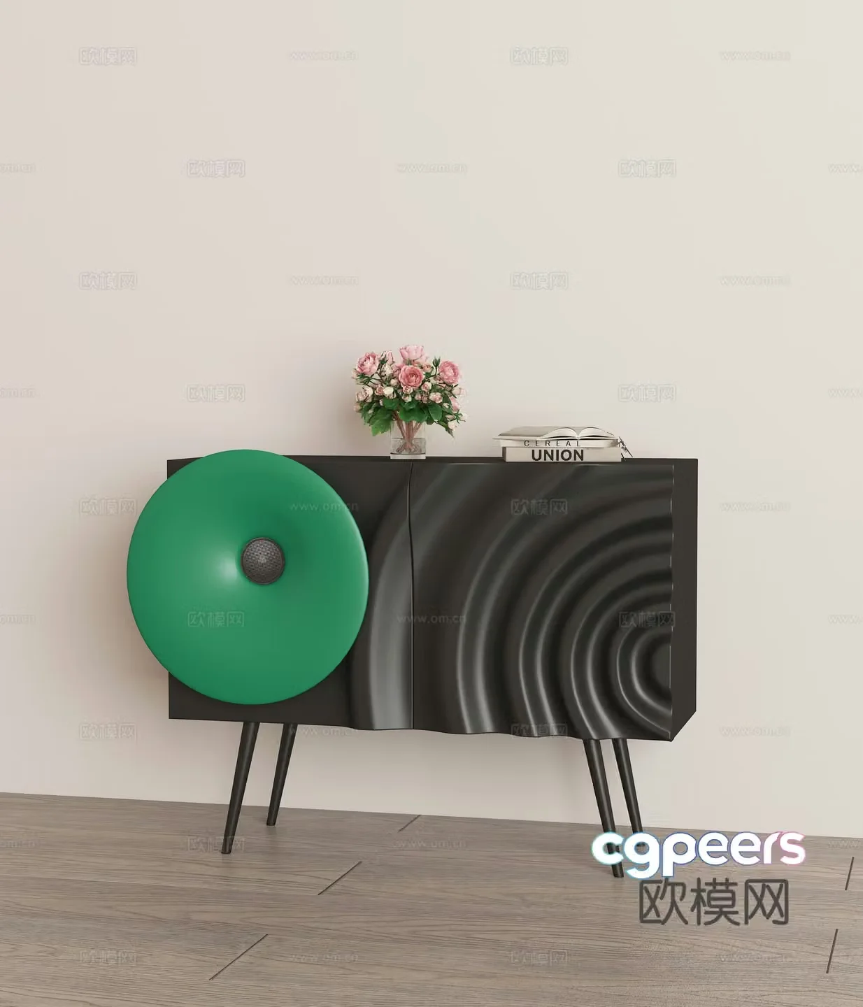 Modern retro end view cabinet 3d model