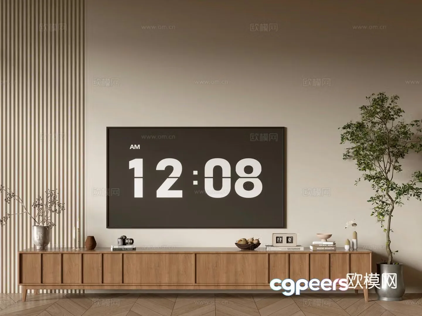 Modern wood grain TV cabinet simple side cabinet chest of drawers low cabinet whole cabinet side cabinet balcony 3D model