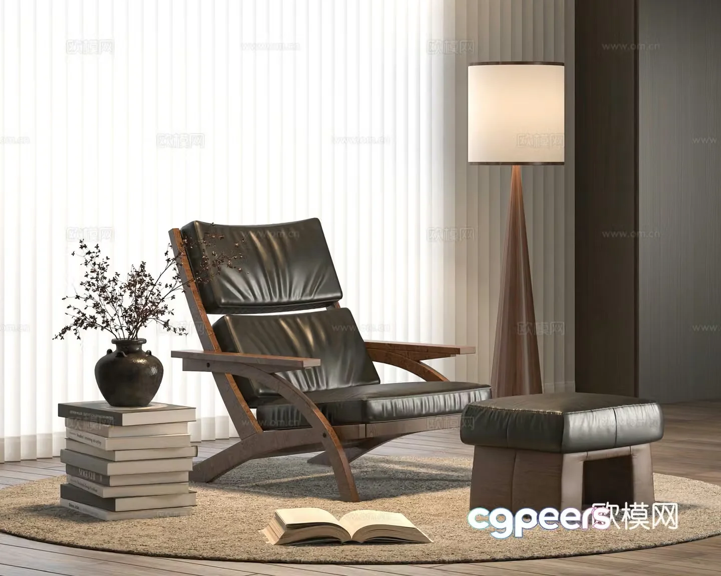 Wabi-sabi sofa chair leisure chair 3d model