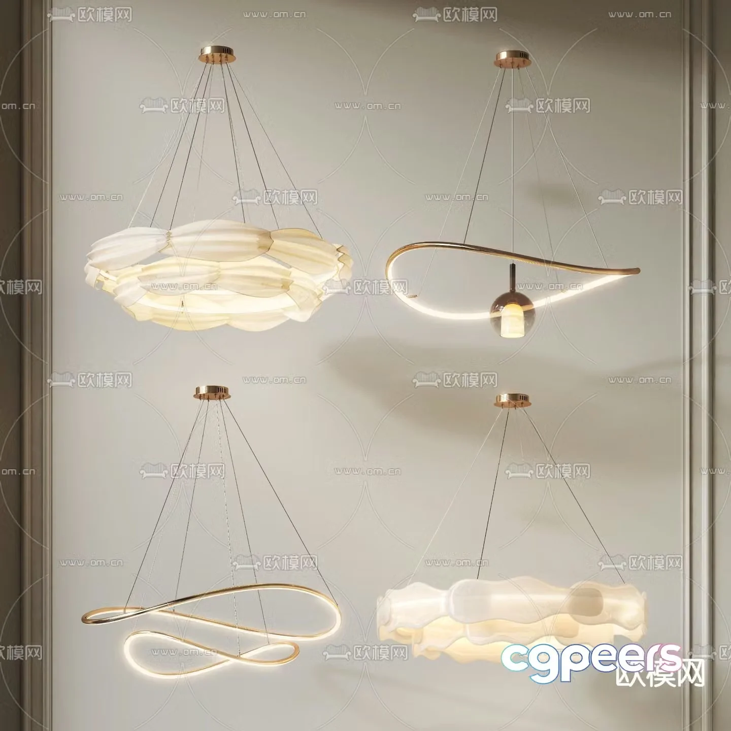 Light luxury chandelier art chandelier ring chandelier 3d model