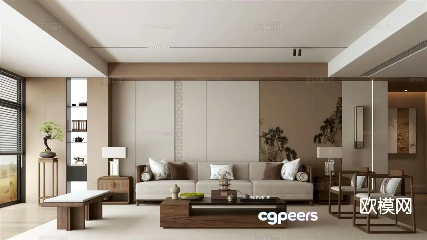 New Chinese style living room 3d model