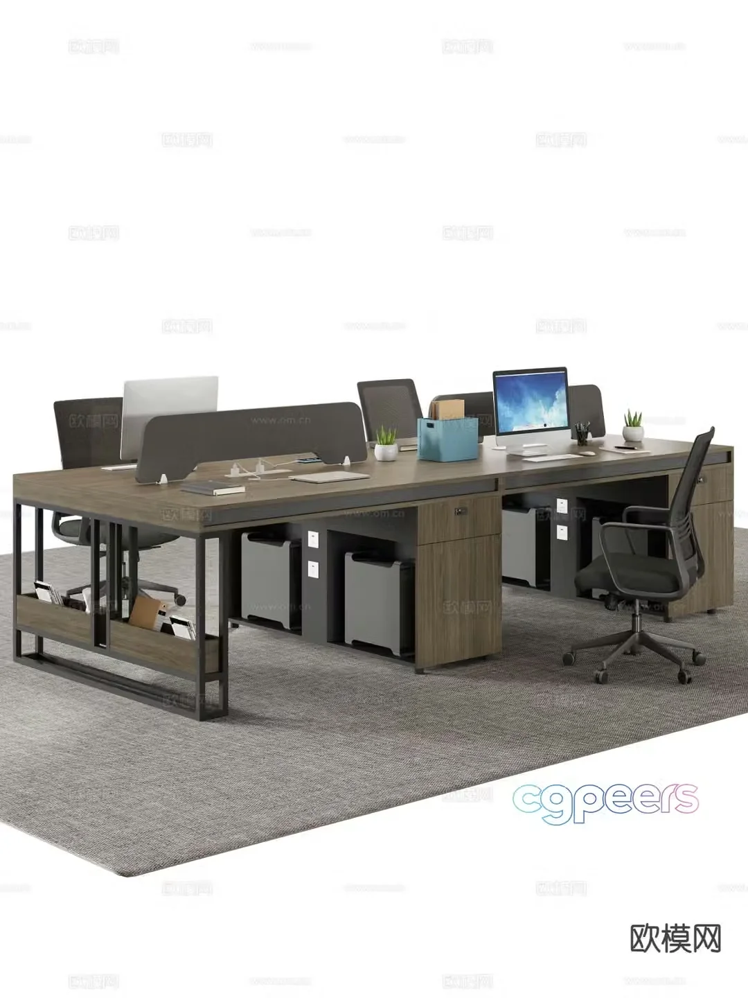 Modern card space desk staff desk staff desk 3d model