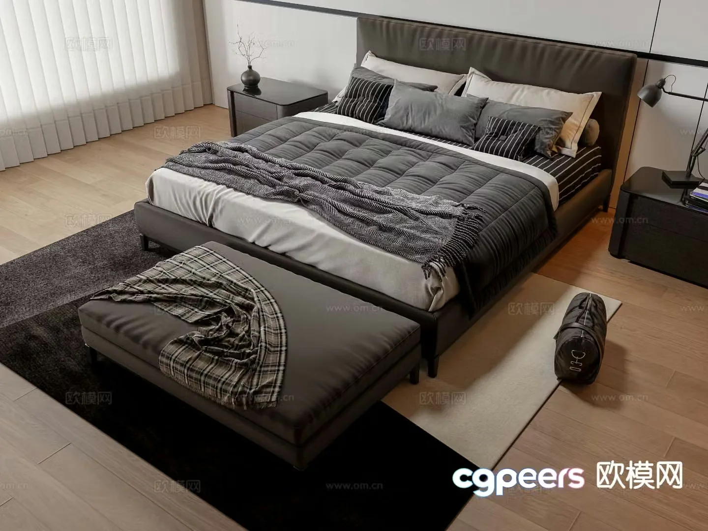 Modern double bed 3d model