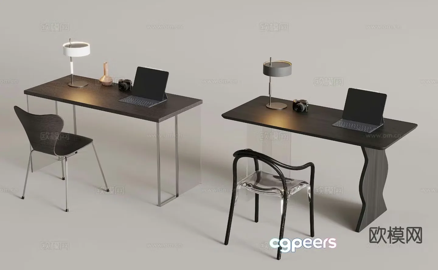 Medieval style writing desk computer desk black desk 3d model