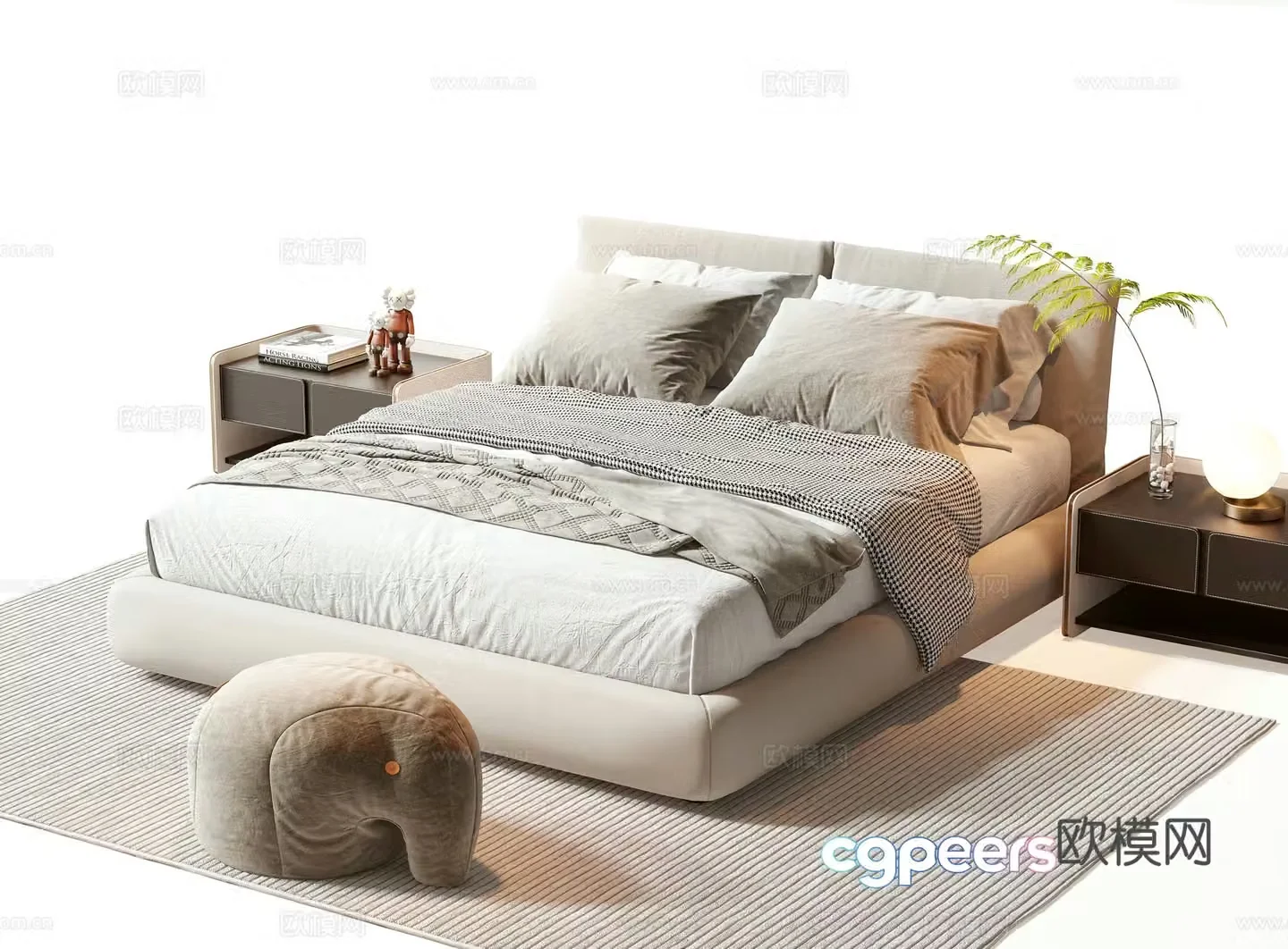 Modern double bed 3d model