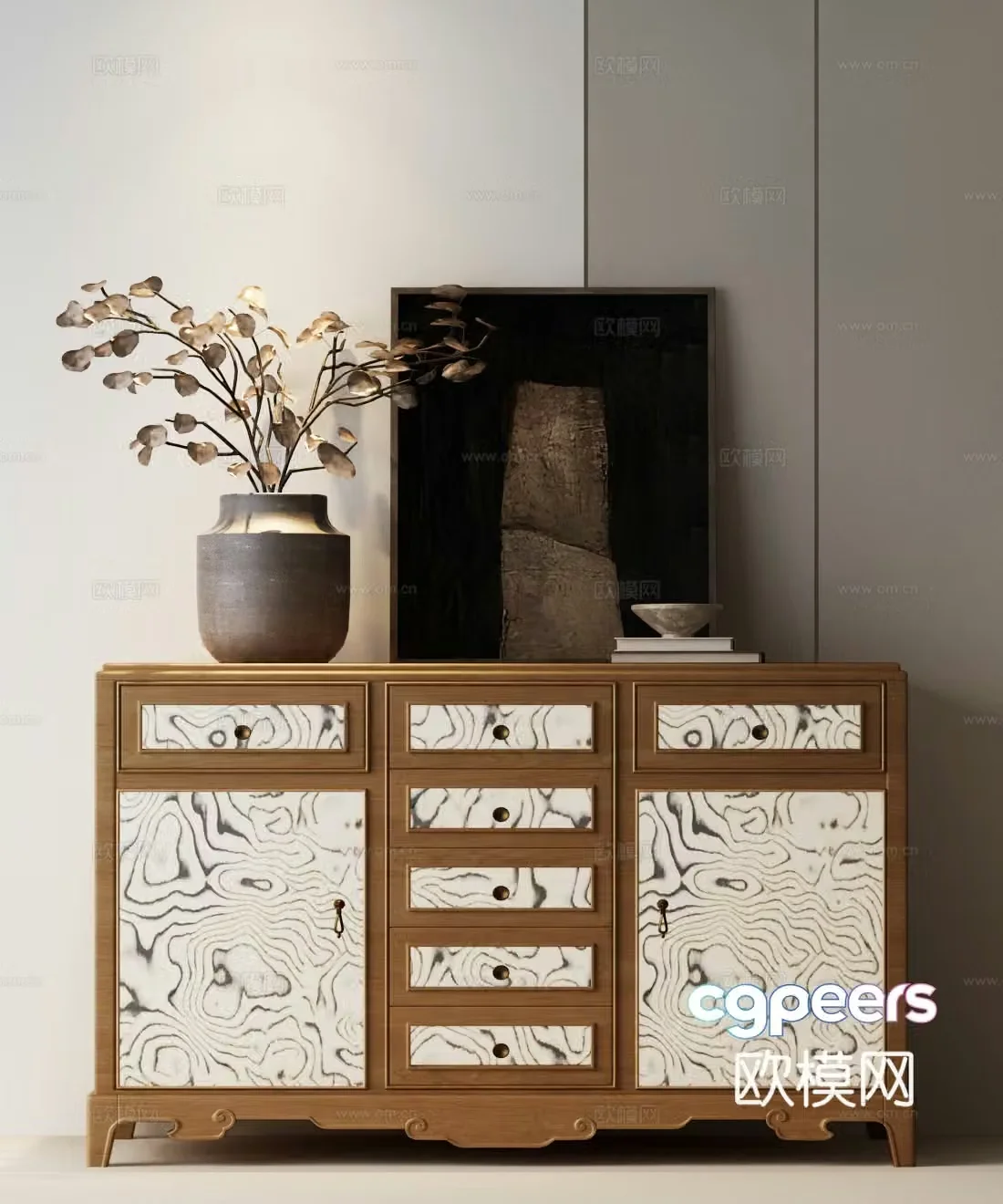 Modern medieval chest of drawers Modern medieval side cabinet Modern medieval ornaments Modern decorative painting Modern medieval 3D model