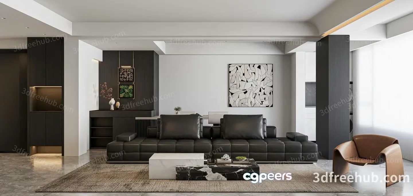 Modern Living Room 3D Model – 20558 – VRAY Render